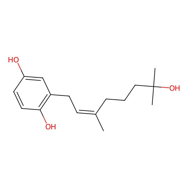 2D Structure of 2-(7-Hydroxy-3,7-dimethyloct-2-enyl)benzene-1,4-diol