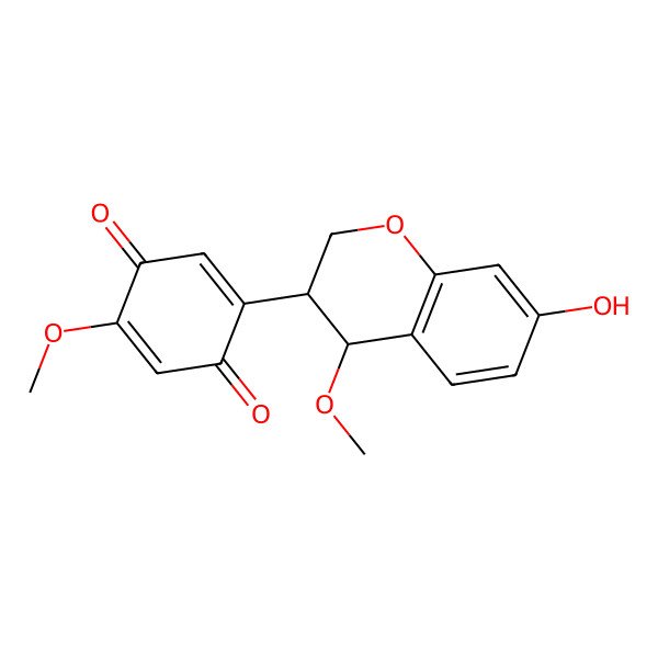 2D Structure of 2-(7-hydroxy-4-methoxy-3,4-dihydro-2H-chromen-3-yl)-5-methoxycyclohexa-2,5-diene-1,4-dione