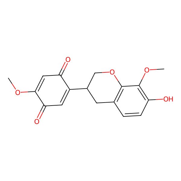 2D Structure of 2-(7-hydroxy-8-methoxy-3,4-dihydro-2H-chromen-3-yl)-5-methoxycyclohexa-2,5-diene-1,4-dione