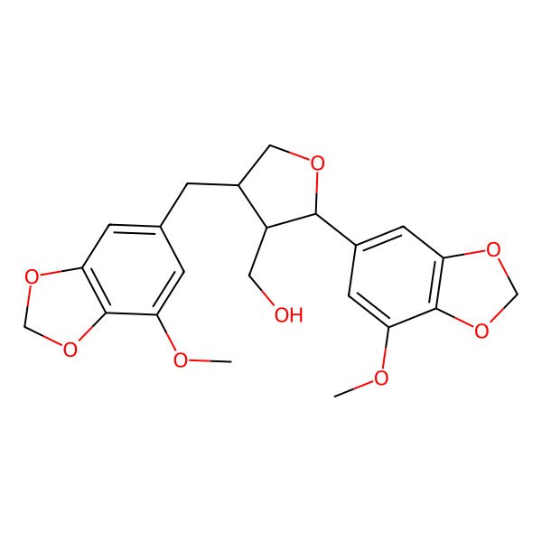 2D Structure of [2-(7-Methoxy-1,3-benzodioxol-5-yl)-4-[(7-methoxy-1,3-benzodioxol-5-yl)methyl]oxolan-3-yl]methanol