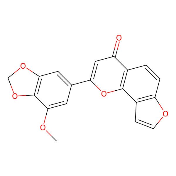 2D Structure of 2-(7-Methoxy-1,3-benzodioxol-5-yl)furo[2,3-h]chromen-4-one