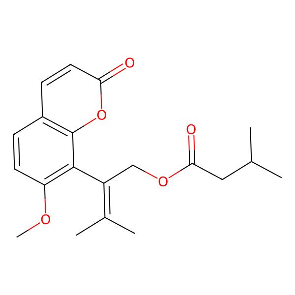 2D Structure of [2-(7-Methoxy-2-oxochromen-8-yl)-3-methylbut-2-enyl] 3-methylbutanoate