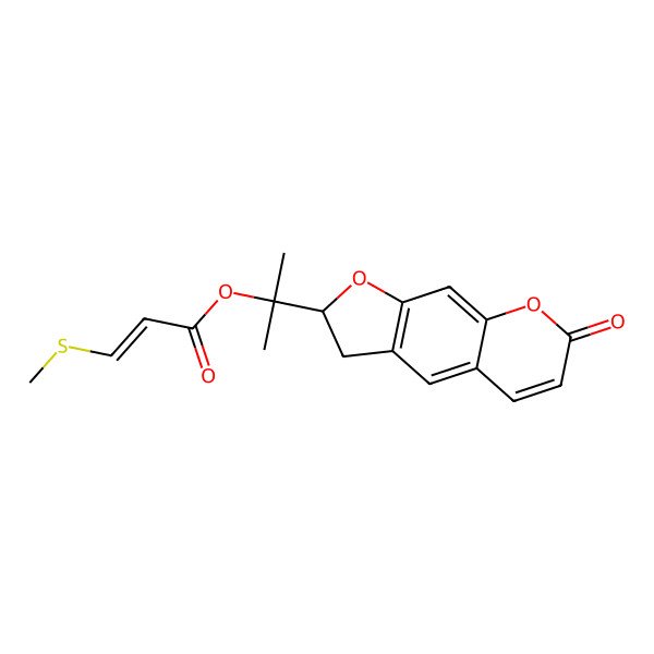 2D Structure of 2-(7-oxo-2,3-dihydrofuro[3,2-g]chromen-2-yl)propan-2-yl (Z)-3-methylsulfanylprop-2-enoate