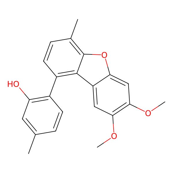 2D Structure of 2-(7,8-Dimethoxy-4-methyldibenzofuran-1-yl)-5-methylphenol