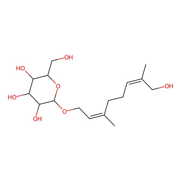 2D Structure of 2-(8-Hydroxy-3,7-dimethylocta-2,6-dienoxy)-6-(hydroxymethyl)oxane-3,4,5-triol