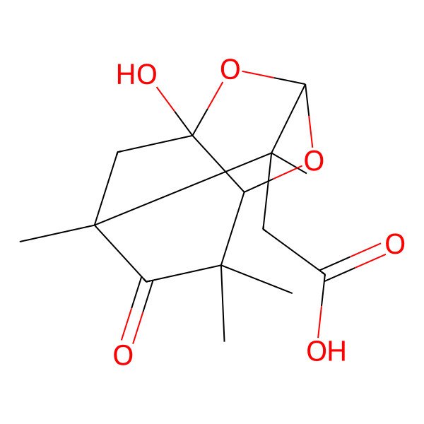 2D Structure of 2-(8-Hydroxy-4,4,6,10-tetramethyl-5-oxo-2,9-dioxatricyclo[4.3.1.03,8]decan-10-yl)acetic acid