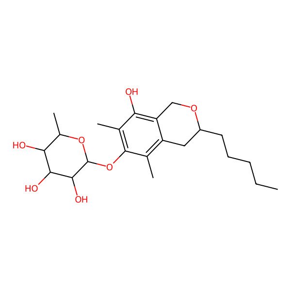 2D Structure of 2-[(8-hydroxy-5,7-dimethyl-3-pentyl-3,4-dihydro-1H-isochromen-6-yl)oxy]-6-methyloxane-3,4,5-triol