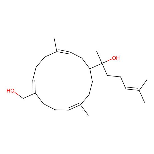 2D Structure of 2-[8-(Hydroxymethyl)-4,12-dimethylcyclotetradeca-3,7,11-trien-1-yl]-6-methylhept-5-en-2-ol