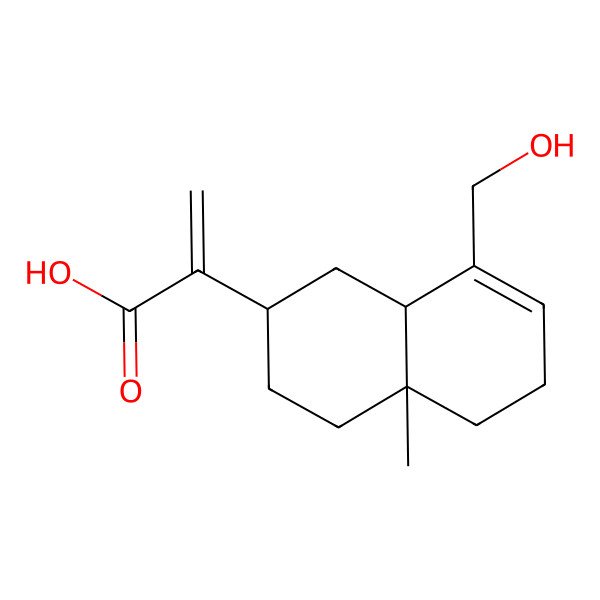 2D Structure of 2-[8-(hydroxymethyl)-4a-methyl-2,3,4,5,6,8a-hexahydro-1H-naphthalen-2-yl]prop-2-enoic acid