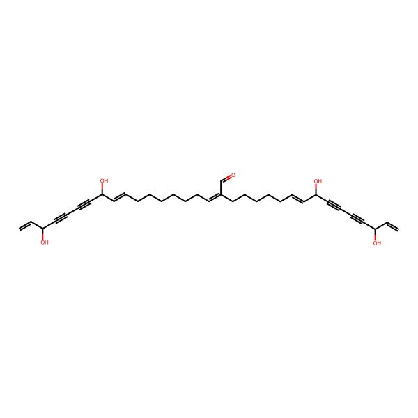 2D Structure of 2-(8,13-Dihydroxypentadeca-6,14-dien-9,11-diynyl)-12,17-dihydroxynonadeca-2,10,18-trien-13,15-diynal 2D Structure of 2-(8,13-Dihydroxypentadeca-6,14-dien-9,11-diynyl)-12,17-dihydroxynonadeca-2,10,18-trien-13,15-diynal