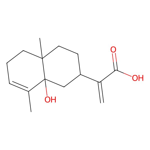 2D Structure of 2-(8a-Hydroxy-4a,8-dimethyl-1,2,3,4,5,6-hexahydronaphthalen-2-yl)prop-2-enoic acid 2D Structure of 2-(8a-Hydroxy-4a,8-dimethyl-1,2,3,4,5,6-hexahydronaphthalen-2-yl)prop-2-enoic acid