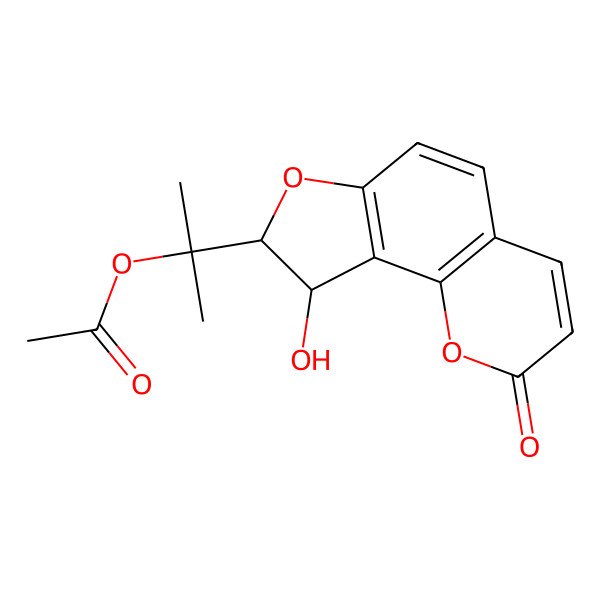 2D Structure of 2-(9-Hydroxy-2-oxo-8,9-dihydrouro[2,3-h]chromen-8-yl)propan-2-yl acetate