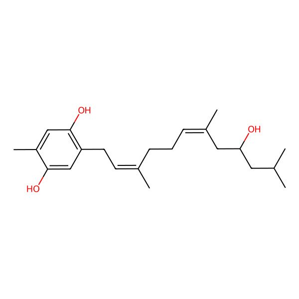 2D Structure of 2-(9-Hydroxy-3,7,11-trimethyldodeca-2,6-dienyl)-5-methylbenzene-1,4-diol
