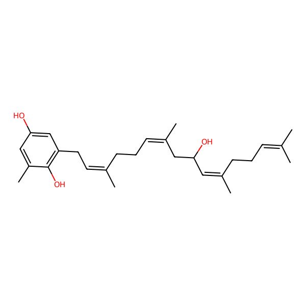 2D Structure of 2-(9-Hydroxy-3,7,11,15-tetramethylhexadeca-2,6,10,14-tetraenyl)-6-methylbenzene-1,4-diol