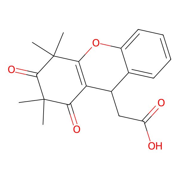 2D Structure of 2-[(9S)-2,2,4,4-tetramethyl-1,3-dioxo-9H-xanthen-9-yl]acetic acid