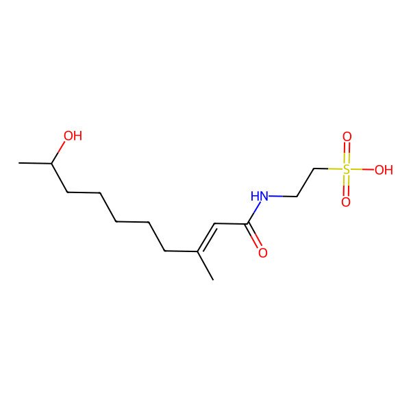 2D Structure of 2-[[(9S)-9-hydroxy-3-methyldec-2-enoyl]amino]ethanesulfonic acid