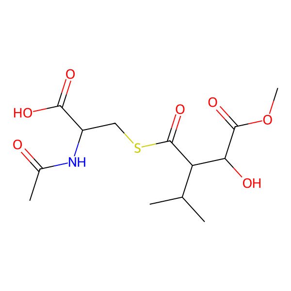 2D Structure of 2-Acetamido-3-(3-hydroxy-4-methoxy-4-oxo-2-propan-2-ylbutanoyl)sulfanylpropanoic acid