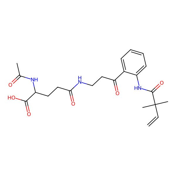 2D Structure of 2-Acetamido-5-[[3-[2-(2,2-dimethylbut-3-enoylamino)phenyl]-3-oxopropyl]amino]-5-oxopentanoic acid