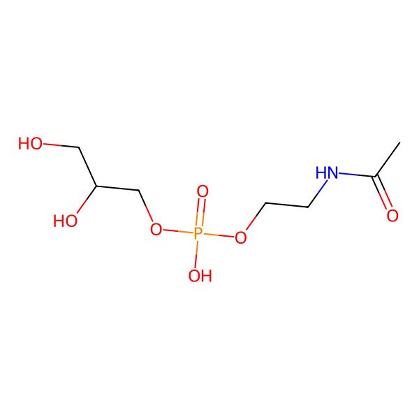 2D Structure of 2-Acetamidoethyl 2,3-dihydroxypropyl hydrogen phosphate