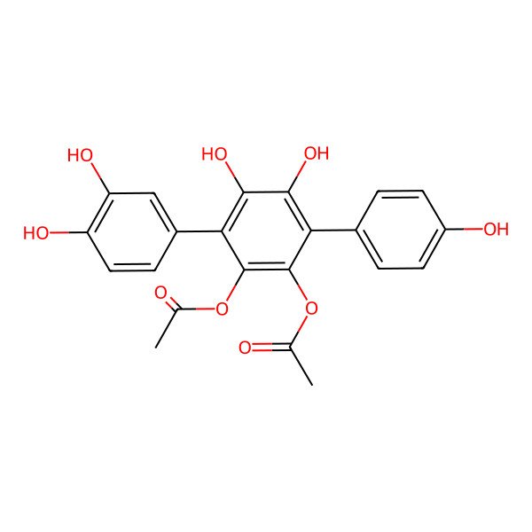 2D Structure of [2-Acetyloxy-3-(3,4-dihydroxyphenyl)-4,5-dihydroxy-6-(4-hydroxyphenyl)phenyl] acetate