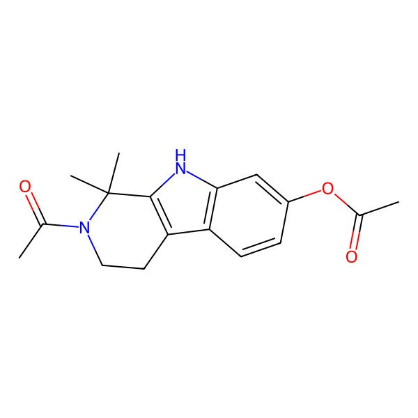 2D Structure of (2-acetyl-1,1-dimethyl-4,9-dihydro-3H-pyrido[3,4-b]indol-7-yl) acetate