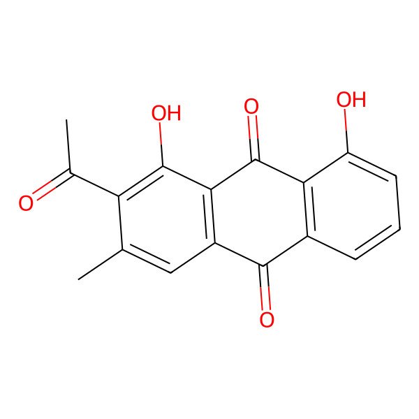 2D Structure of 2-Acetyl-1,8-dihydroxy-3-methylanthraquinone