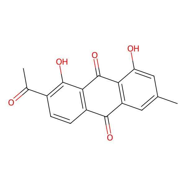 2D Structure of 2-Acetyl-1,8-dihydroxy-6-methylanthracene-9,10-dione