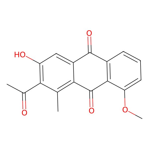 2D Structure of 2-Acetyl-3-hydroxy-8-methoxy-1-methylanthracene-9,10-dione