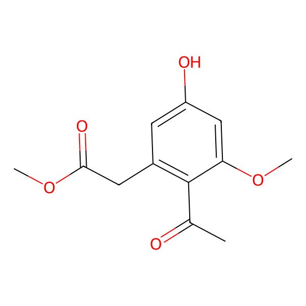 2D Structure of Methyl 2-acetyl-5-hydroxy-3-methoxyphenylacetate