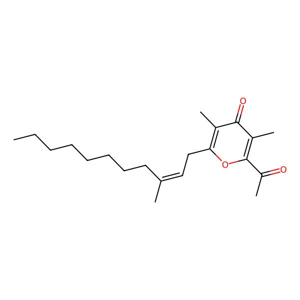 2D Structure of 2-acetyl-3,5-dimethyl-6-[(E)-3-methylundec-2-enyl]pyran-4-one