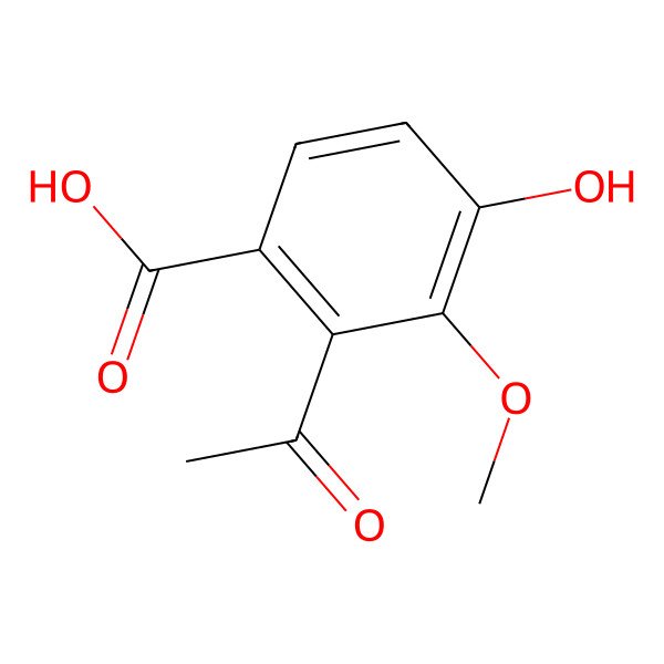 2D Structure of 2-Acetyl-4-hydroxy-3-methoxybenzoic acid