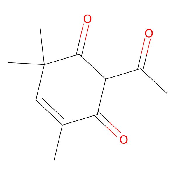 2D Structure of 2-Acetyl-4,6,6-trimethylcyclohex-4-ene-1,3-dione 2D Structure of 2-Acetyl-4,6,6-trimethylcyclohex-4-ene-1,3-dione