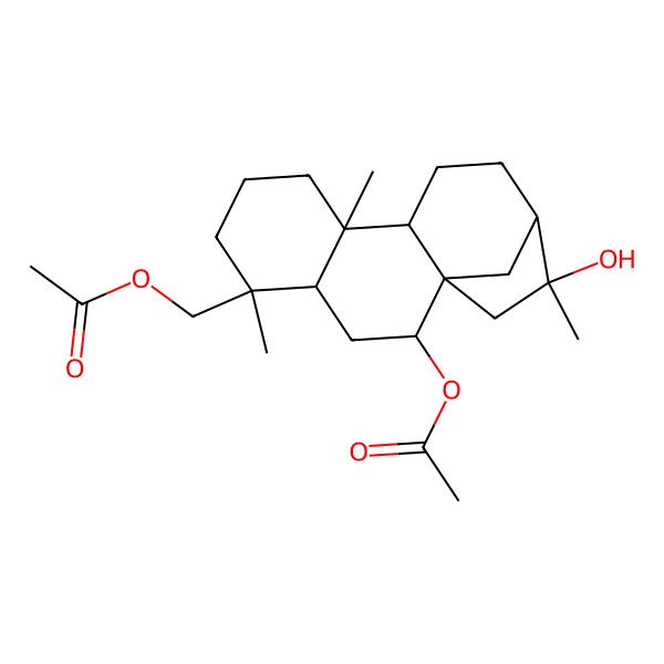 2D Structure of (2-Acetyloxy-14-hydroxy-5,9,14-trimethyl-5-tetracyclo[11.2.1.01,10.04,9]hexadecanyl)methyl acetate