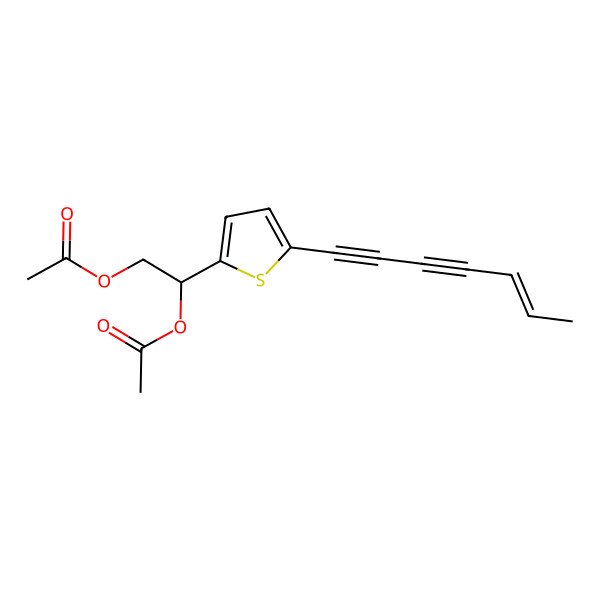 2D Structure of [2-acetyloxy-2-[5-[(E)-hept-5-en-1,3-diynyl]thiophen-2-yl]ethyl] acetate
