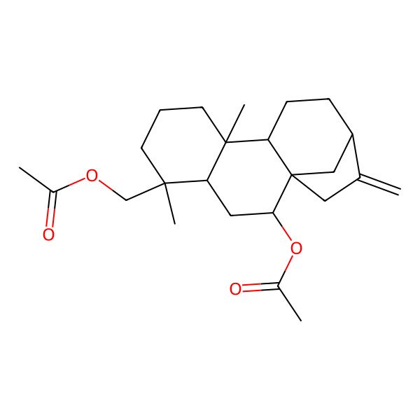 2D Structure of (2-Acetyloxy-5,9-dimethyl-14-methylidene-5-tetracyclo[11.2.1.01,10.04,9]hexadecanyl)methyl acetate