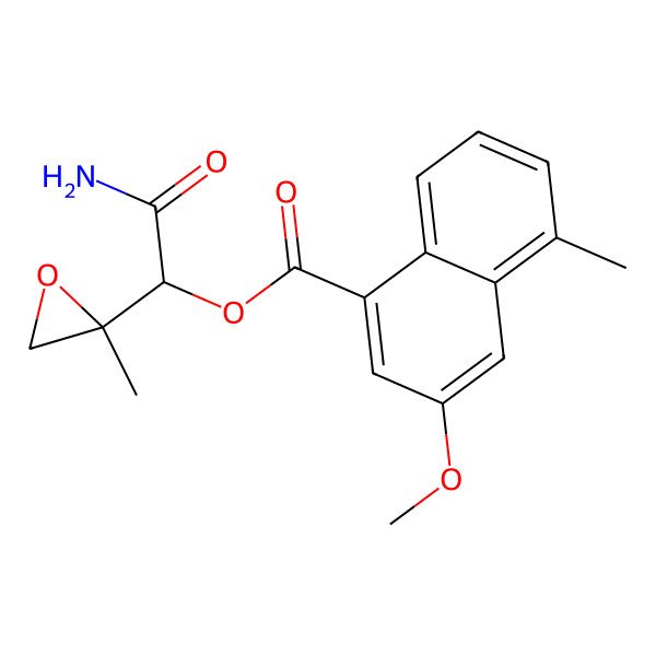 2D Structure of [2-Amino-1-(2-methyloxiran-2-yl)-2-oxoethyl] 3-methoxy-5-methylnaphthalene-1-carboxylate