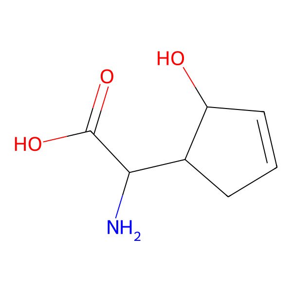 2D Structure of 2-Amino-2-(2-hydroxycyclopent-3-en-1-yl)acetic acid