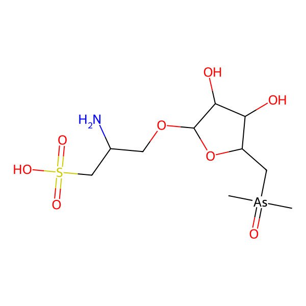 2D Structure of 2-Amino-3-[5-(dimethylarsorylmethyl)-3,4-dihydroxyoxolan-2-yl]oxypropane-1-sulfonic acid