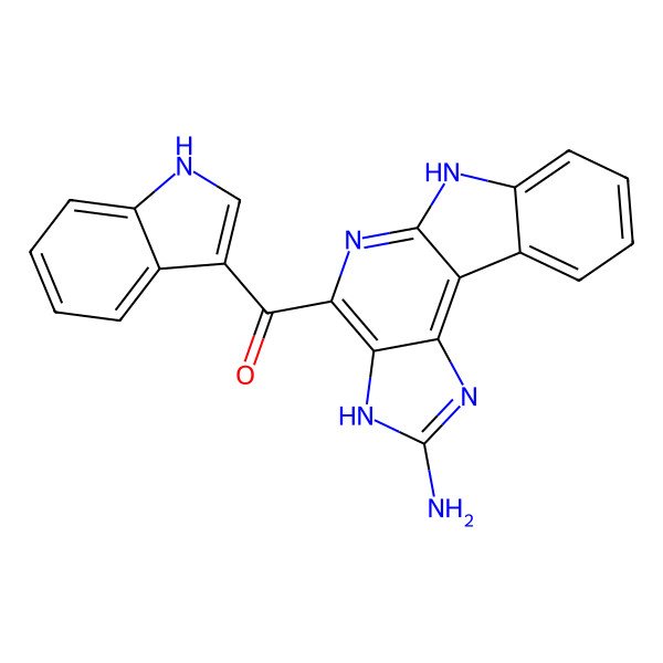 2D Structure of (2-amino-3,6-dihydroimidazo[4',5':4,5]pyrido[2,3-b]indol-4-yl)(1H-indol-3-yl)methanone