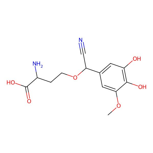2D Structure of 2-Amino-4-[cyano-(3,4-dihydroxy-5-methoxyphenyl)methoxy]butanoic acid