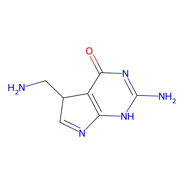 2D Structure of 2-amino-5-(aminomethyl)-1,5-dihydropyrrolo[2,3-d]pyrimidin-4-one