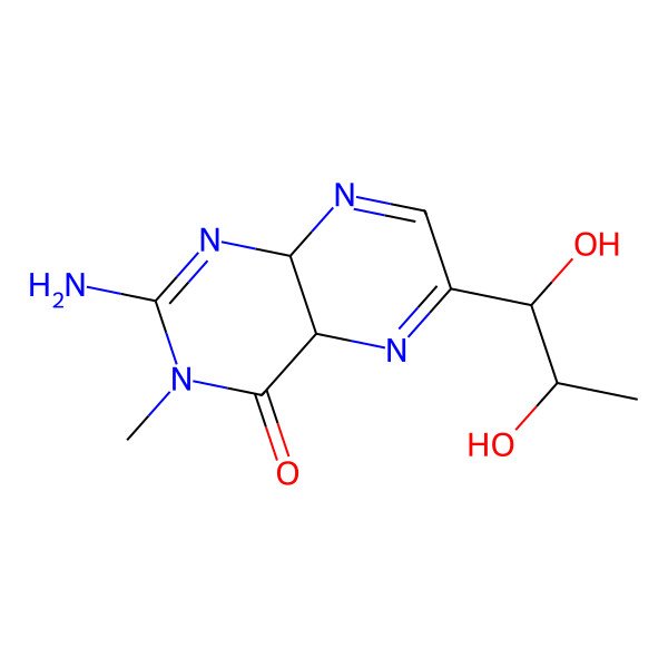 2D Structure of 2-amino-6-[(1R,2S)-1,2-dihydroxypropyl]-3-methyl-4a,8a-dihydropteridin-4-one