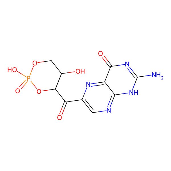 2D Structure of 2-amino-6-(2,5-dihydroxy-2-oxo-1,3,2lambda5-dioxaphosphinane-4-carbonyl)-1H-pteridin-4-one 2D Structure of 2-amino-6-(2,5-dihydroxy-2-oxo-1,3,2lambda5-dioxaphosphinane-4-carbonyl)-1H-pteridin-4-one