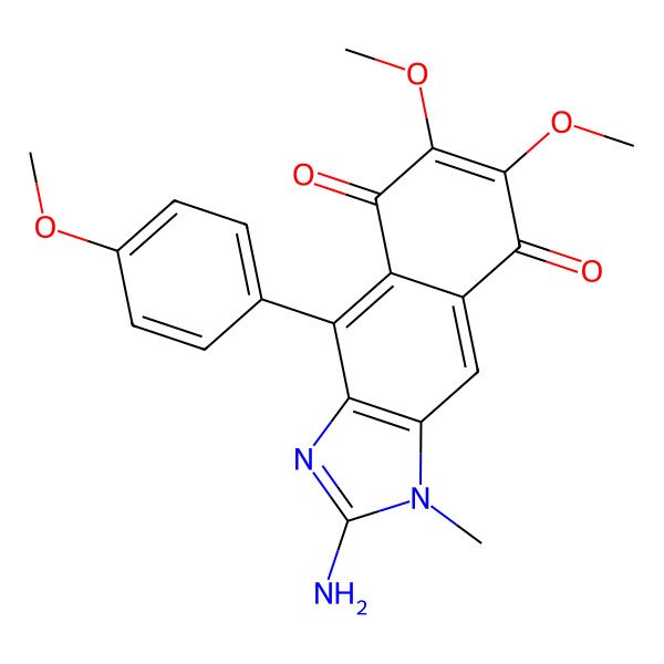 2D Structure of 2-Amino-6,7-dimethoxy-4-(4-methoxyphenyl)-1-methylbenzo[f]benzimidazole-5,8-dione