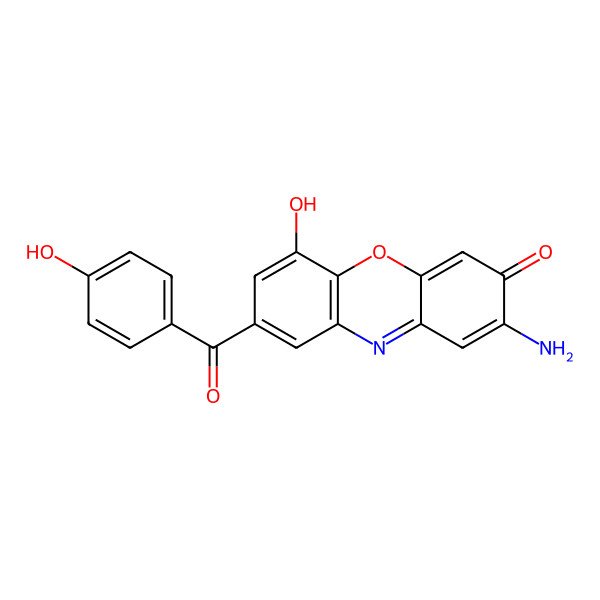2D Structure of 2-Amino-6-hydroxy-8-(4-hydroxybenzoyl)phenoxazin-3-one