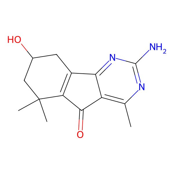 2D Structure of 2-amino-8-hydroxy-4,6,6-trimethyl-8,9-dihydro-7H-indeno[1,2-d]pyrimidin-5-one