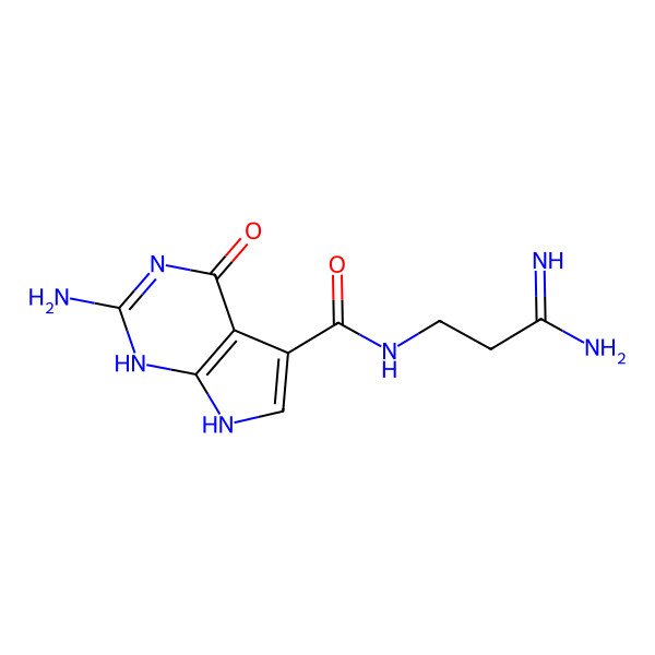 2D Structure of 2-amino-N-(3-amino-3-iminopropyl)-4-oxo-1,7-dihydropyrrolo[2,3-d]pyrimidine-5-carboxamide