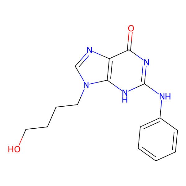 2D Structure of 2-anilino-9-(4-hydroxybutyl)-3H-purin-6-one