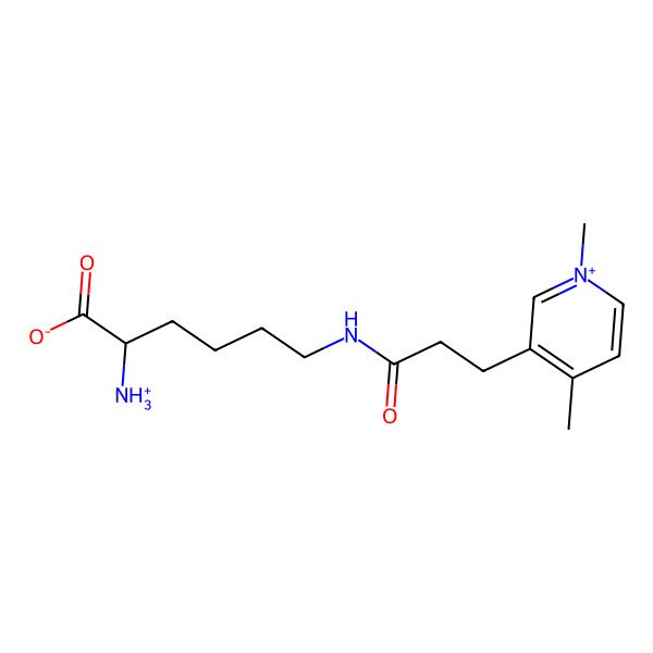 2D Structure of 2-Azaniumyl-6-[3-(1,4-dimethylpyridin-1-ium-3-yl)propanoylamino]hexanoate