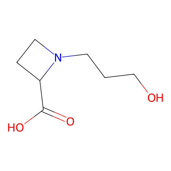 2D Structure of 2-Azetidinecarboxylic acid, 1-(3-hydroxypropyl)-, (2S)-